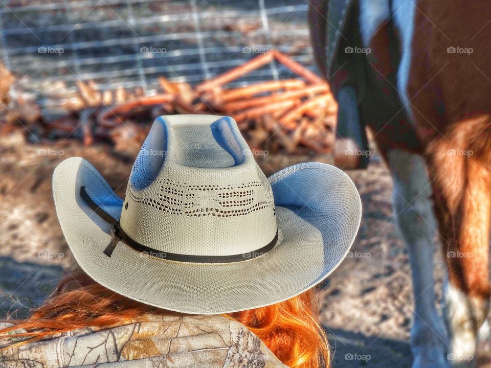 Close-up of cowgirl hat