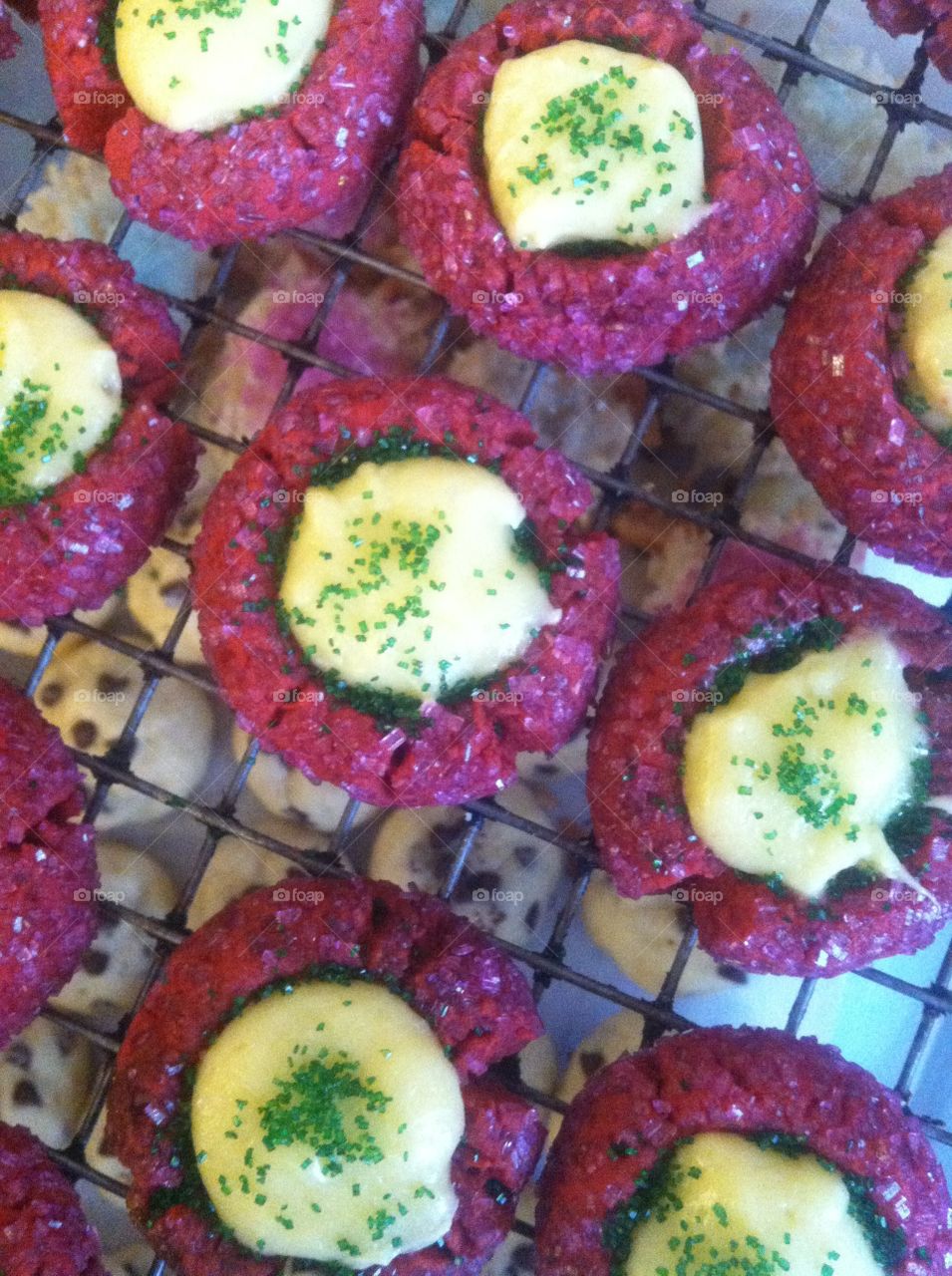 Thumbprint cookies on cooling rack