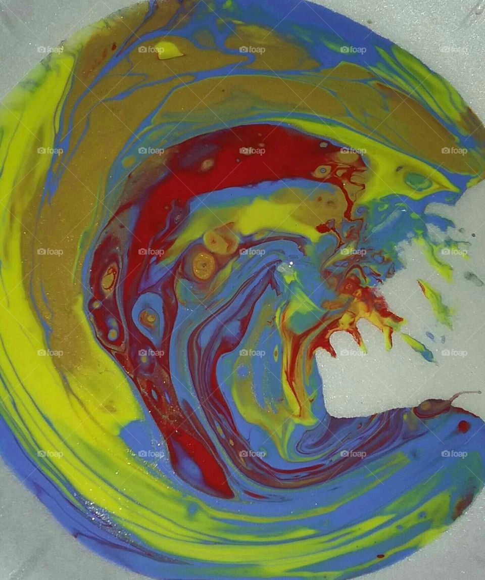 Poured Paint Art On Paper Plate