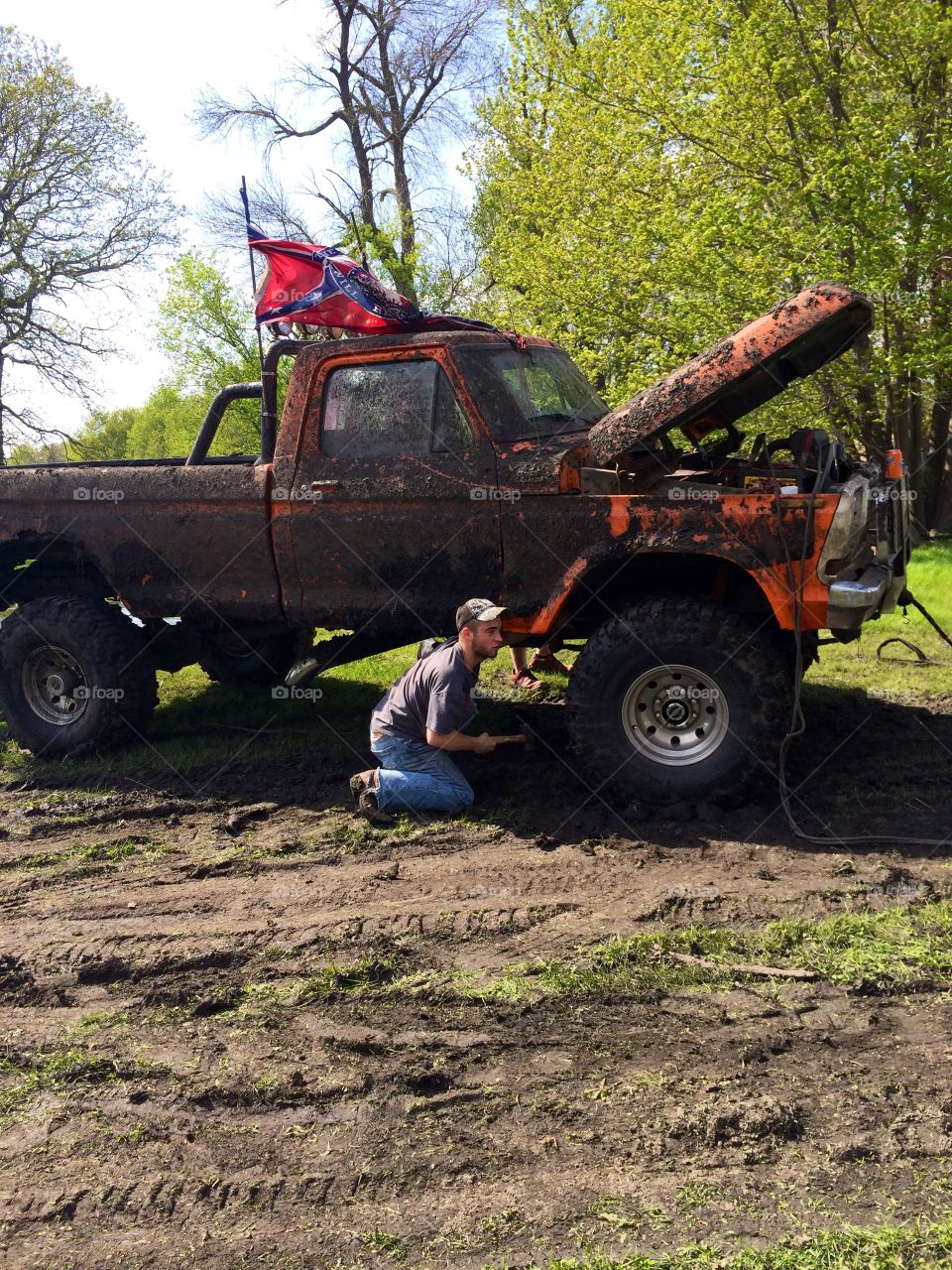Broken mud truck