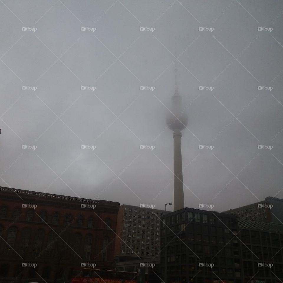 The Television Tower in Berlin in fog