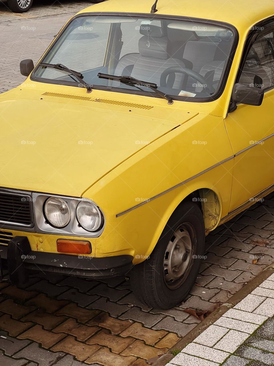 Yellow retro vintage car