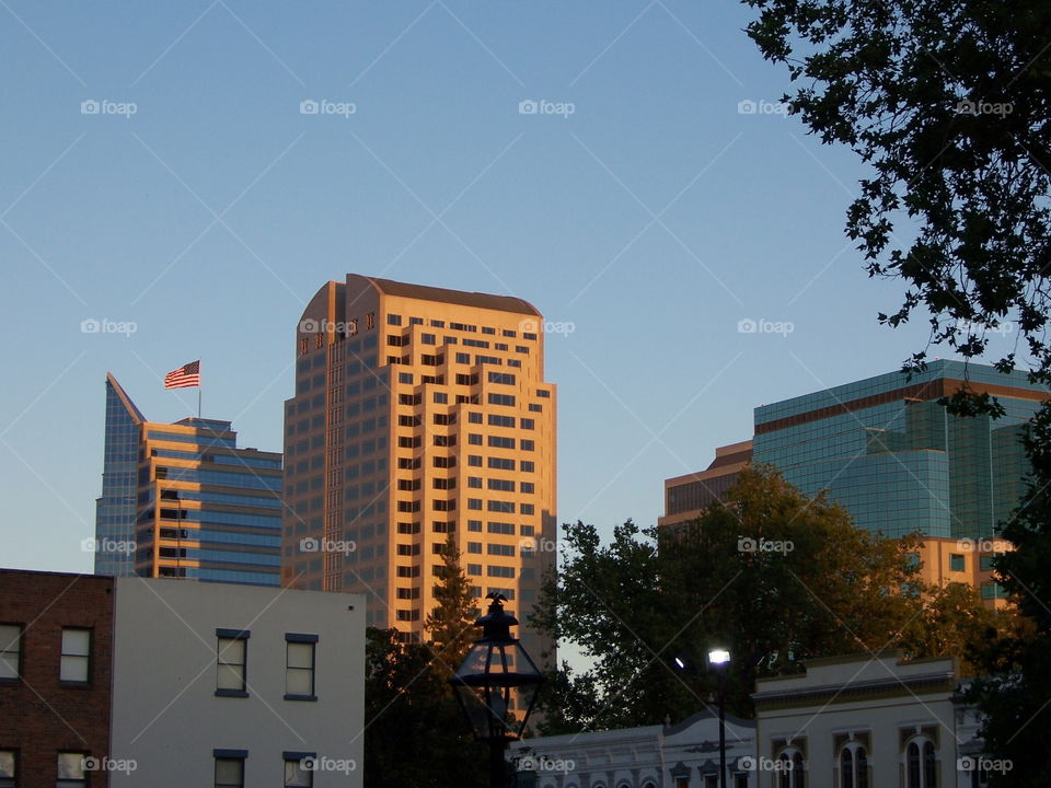 Downtown sunset. Out for a walk enjoying the sunset