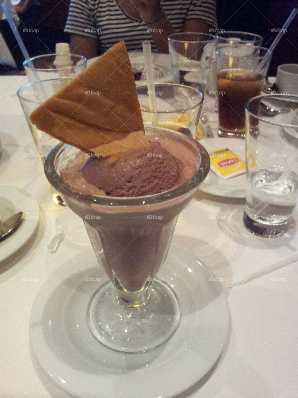 Chocolate ice cream with wafer chip 