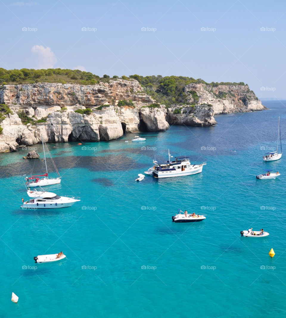 yachts and boats on Balearic island in Spain