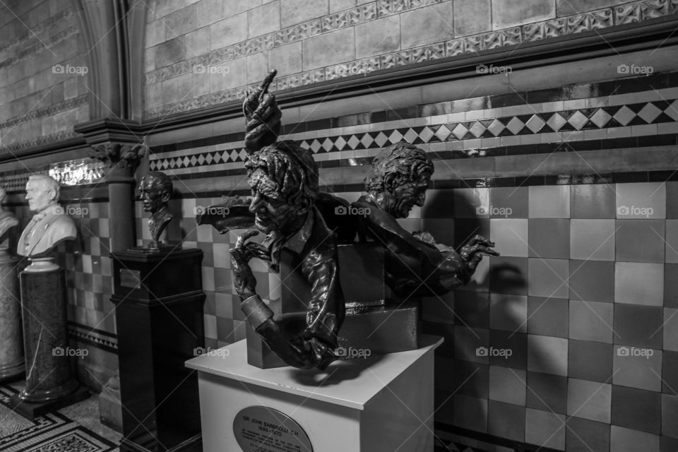 Town hall. Statues inside the Manchester Town Hall.