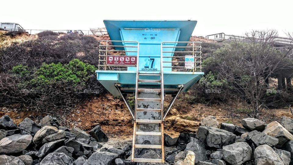 North Ponto beach lifeguard. Lifeguard tower 26 empty