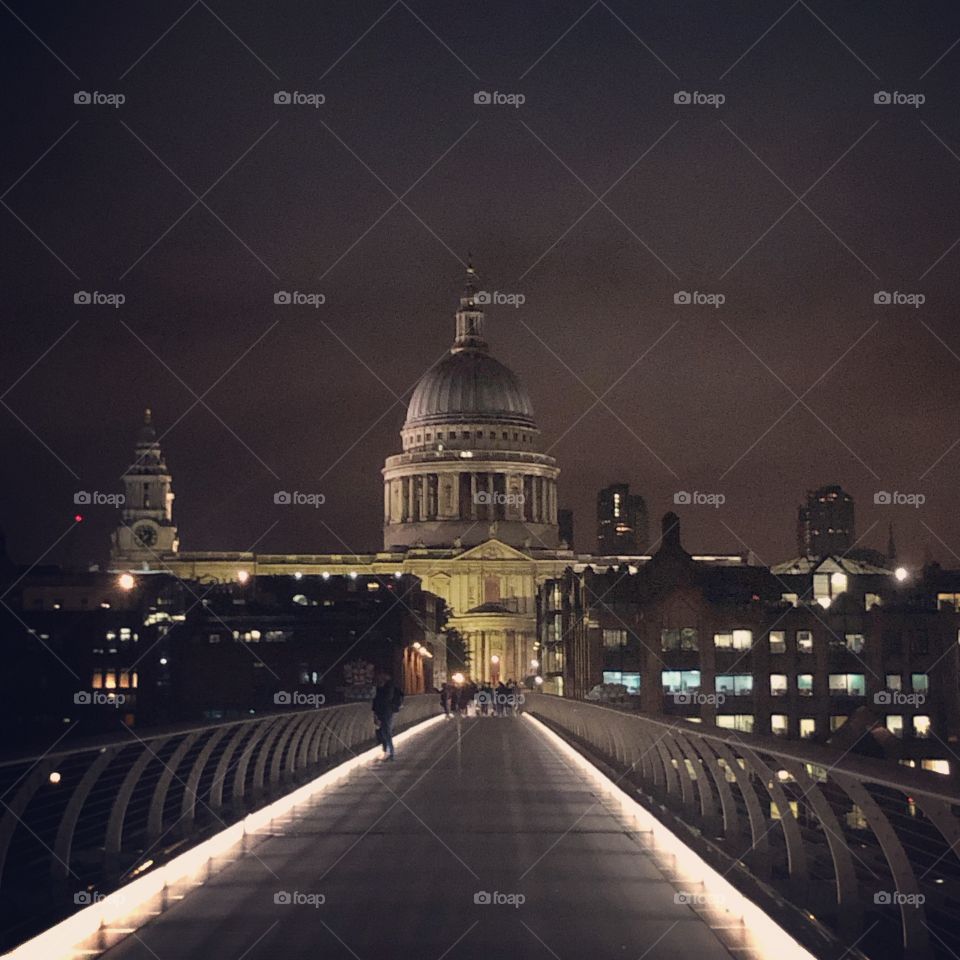 This photo of St Paul’s cathedral taken at night time along the millennium bridge. One of London must see landmarks
