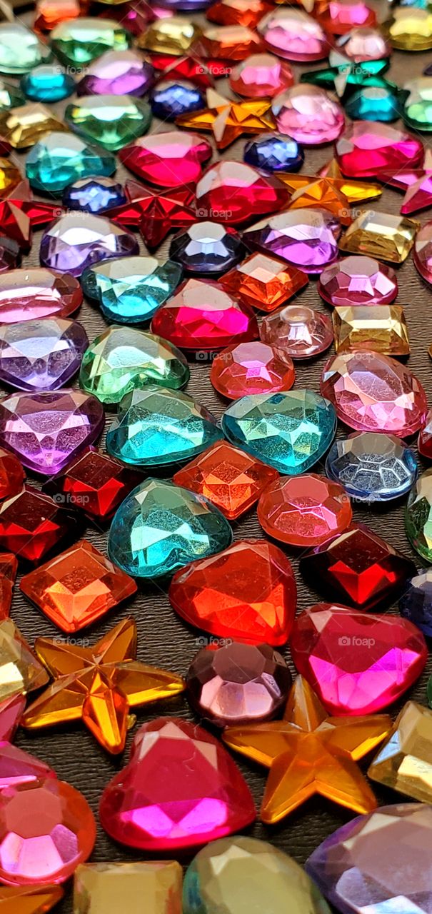 colorful gems and jewels closeup