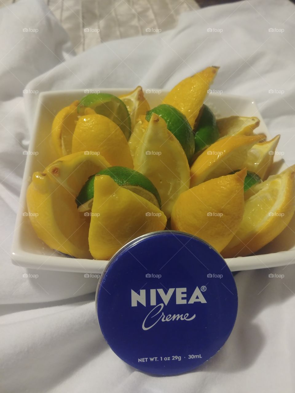 A great way to start the day with beautiful smelling citrus fruits and Nivea Cream