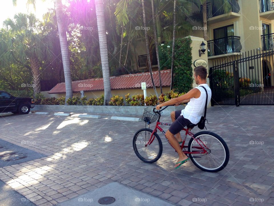 On the road in Key west . A funny ride on my bicycle at Key west,Florida