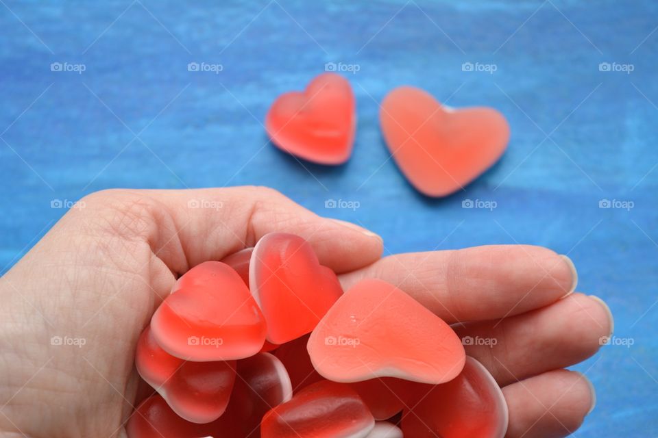 jelly beans candy hearts valentine's in hand