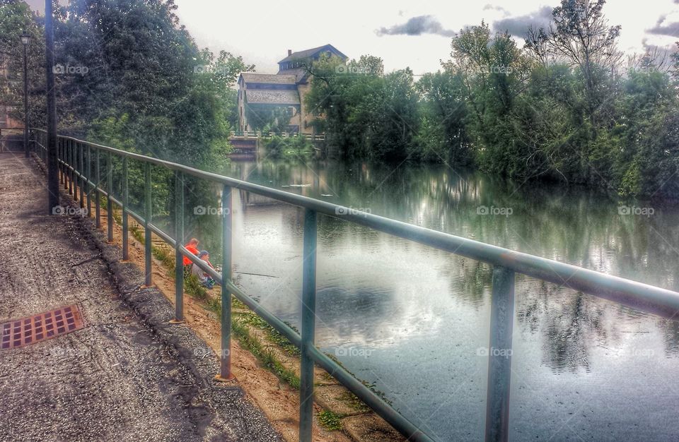 Summer River. Boys Fishing