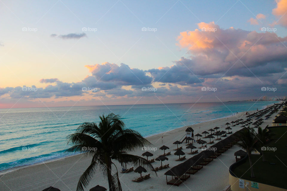 beautiful sunrise in cancun