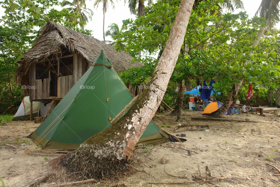 Camping on a tropical island . Camping on a tropical island 