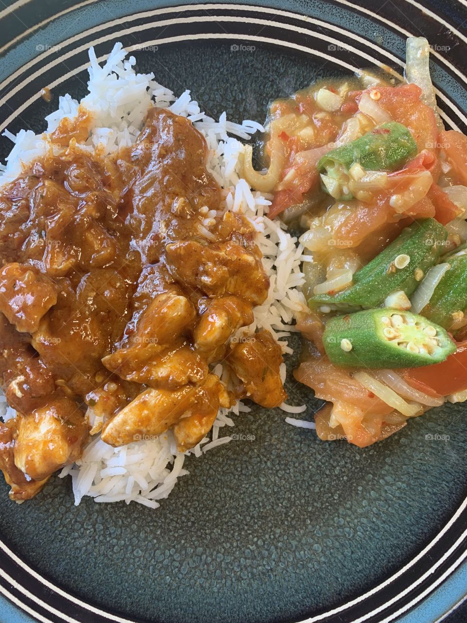 Butter chicken and okra 