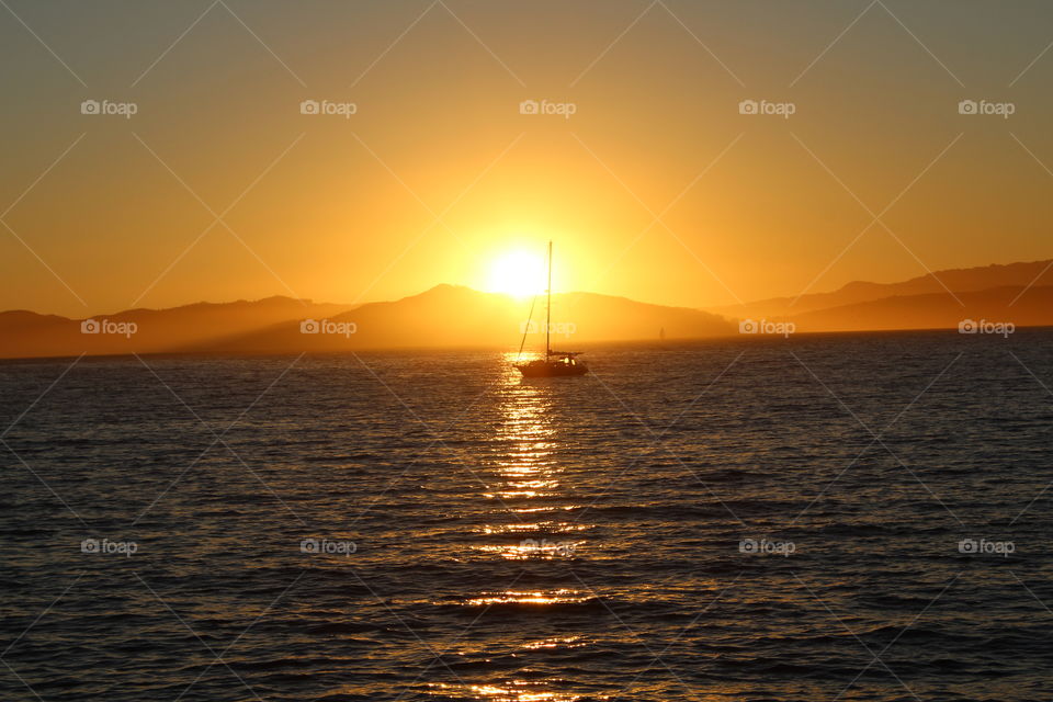Sunset sailboat