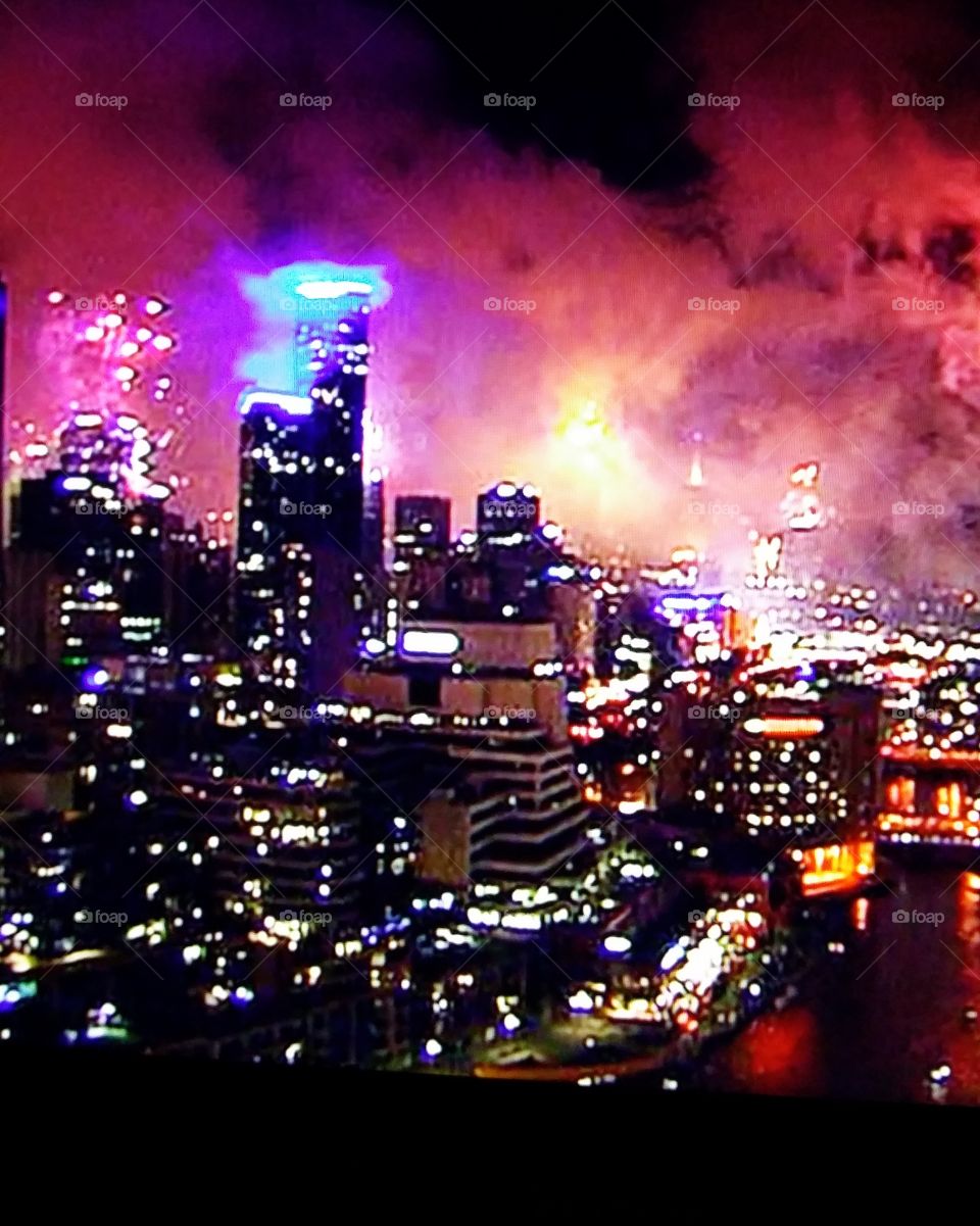 Melbourne Skyline New Year's  Eve