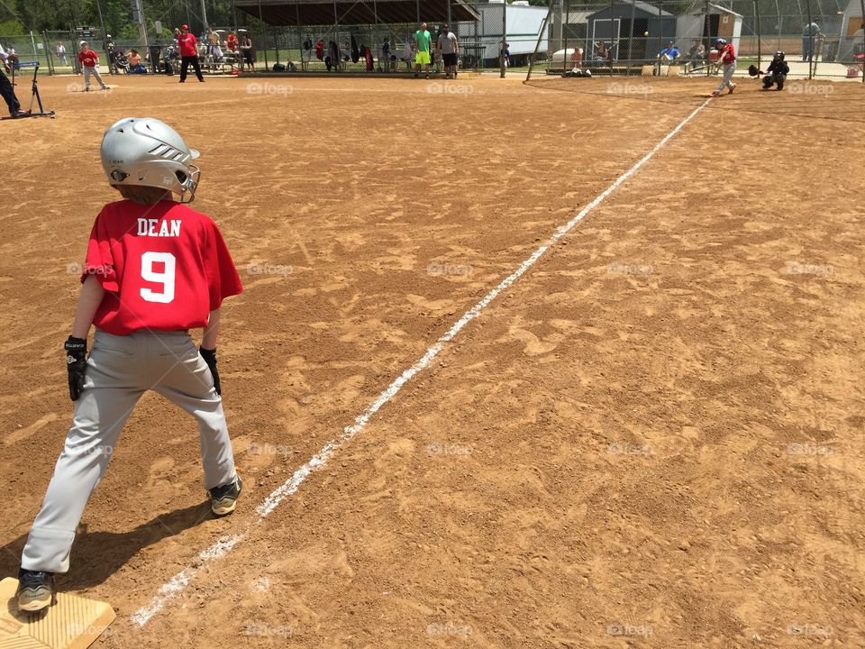 On base. Baseball, field, kids, third base, little league, player, fun, spring, Virginia, 