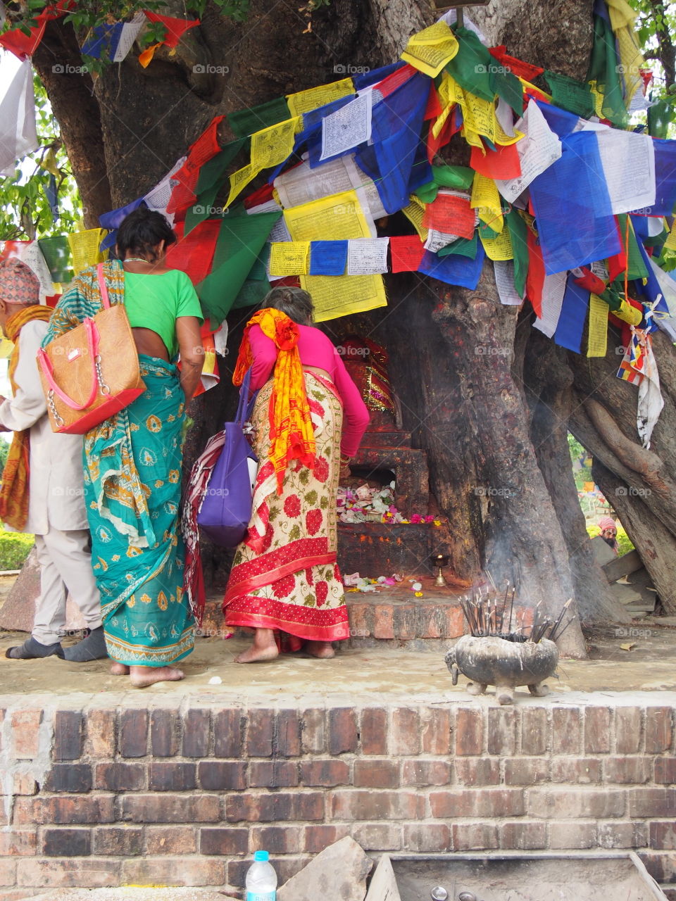 praying flag  in lumbini nepal