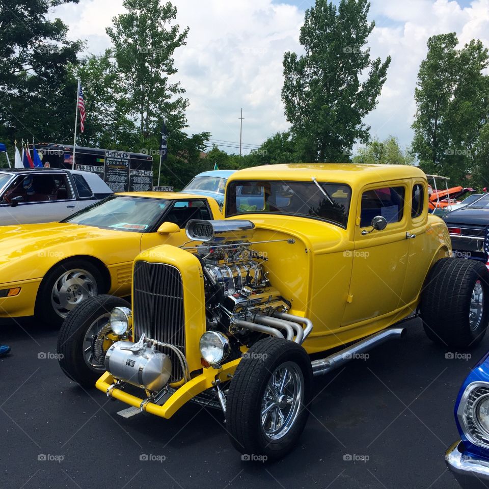 Yellow vintage car