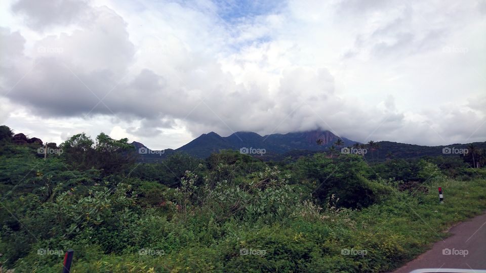 Scenic mountain, cloud and sky