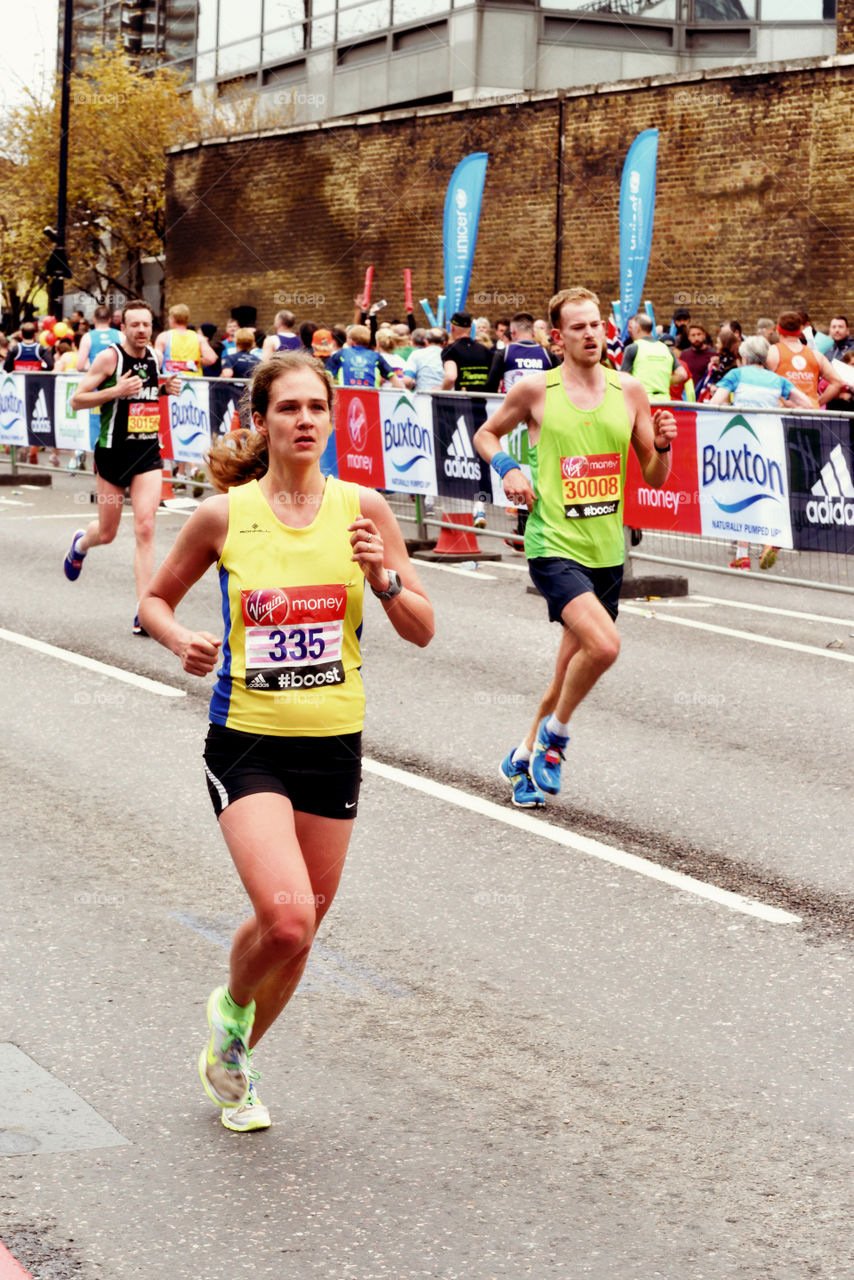 Runners at the London marathon 2015 edition. London 26th April 2015