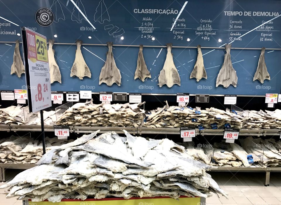 Dried cod at the Lisbon supermarket