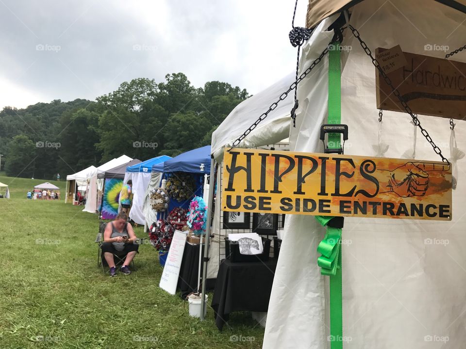 Hippie fest hand painted sign