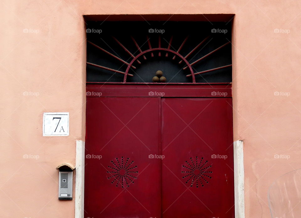 Close metal door of house