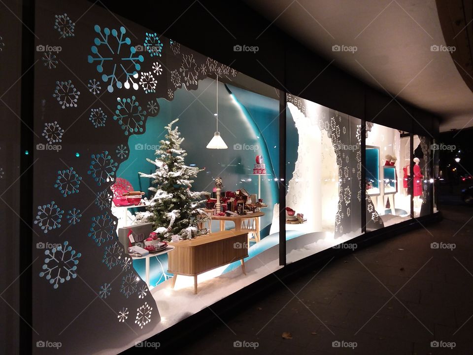 Peter Jones shop window festive display at Christmas Chelsea Kings road London store Sloane square