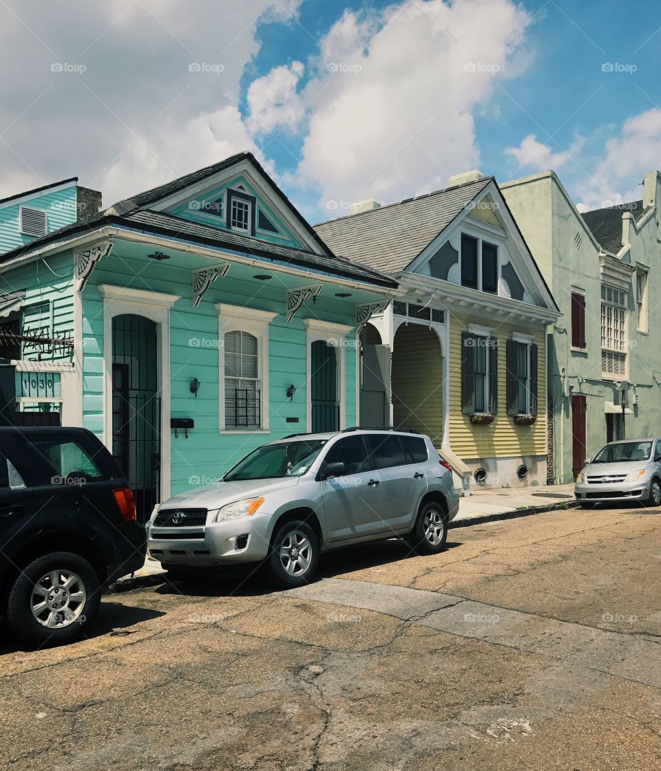 Colorful houses on a New Orleans street 