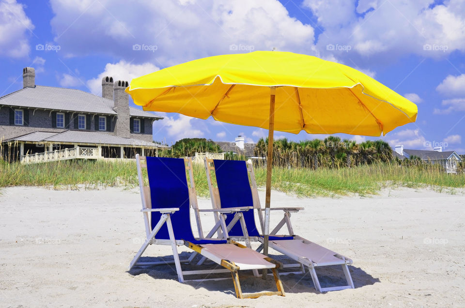 Beach umbrella. A pretty day at the beach