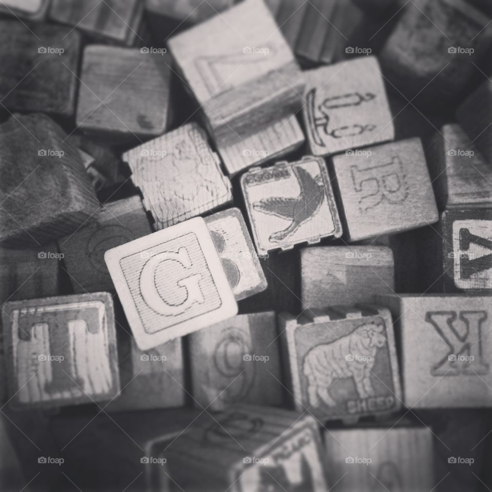 Black and white children's wooden blocks