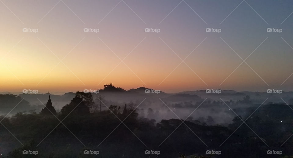 Full of fog and smoke from village to make morning view looks so nice