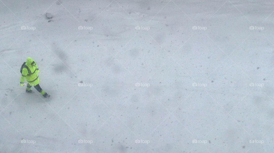 Lone ranger walking through the snow in Glasgow during the beast from the east!! 