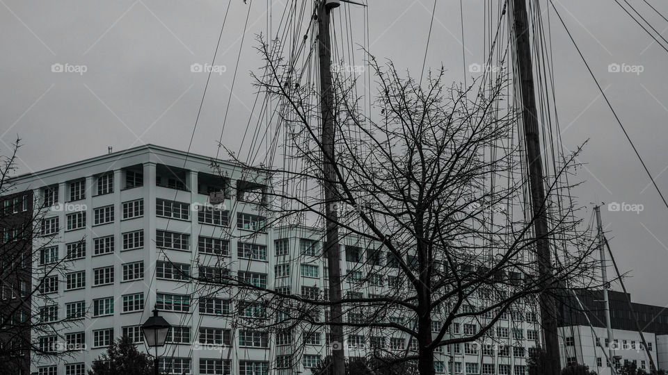 Modern building in Antwerp near the harbor.