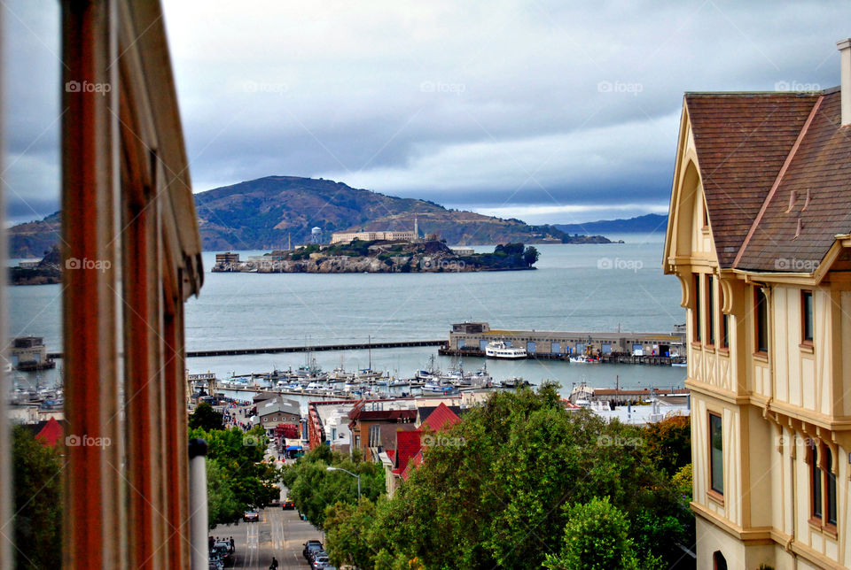 Tram ride in San Francisco, overlooking Alcatraz