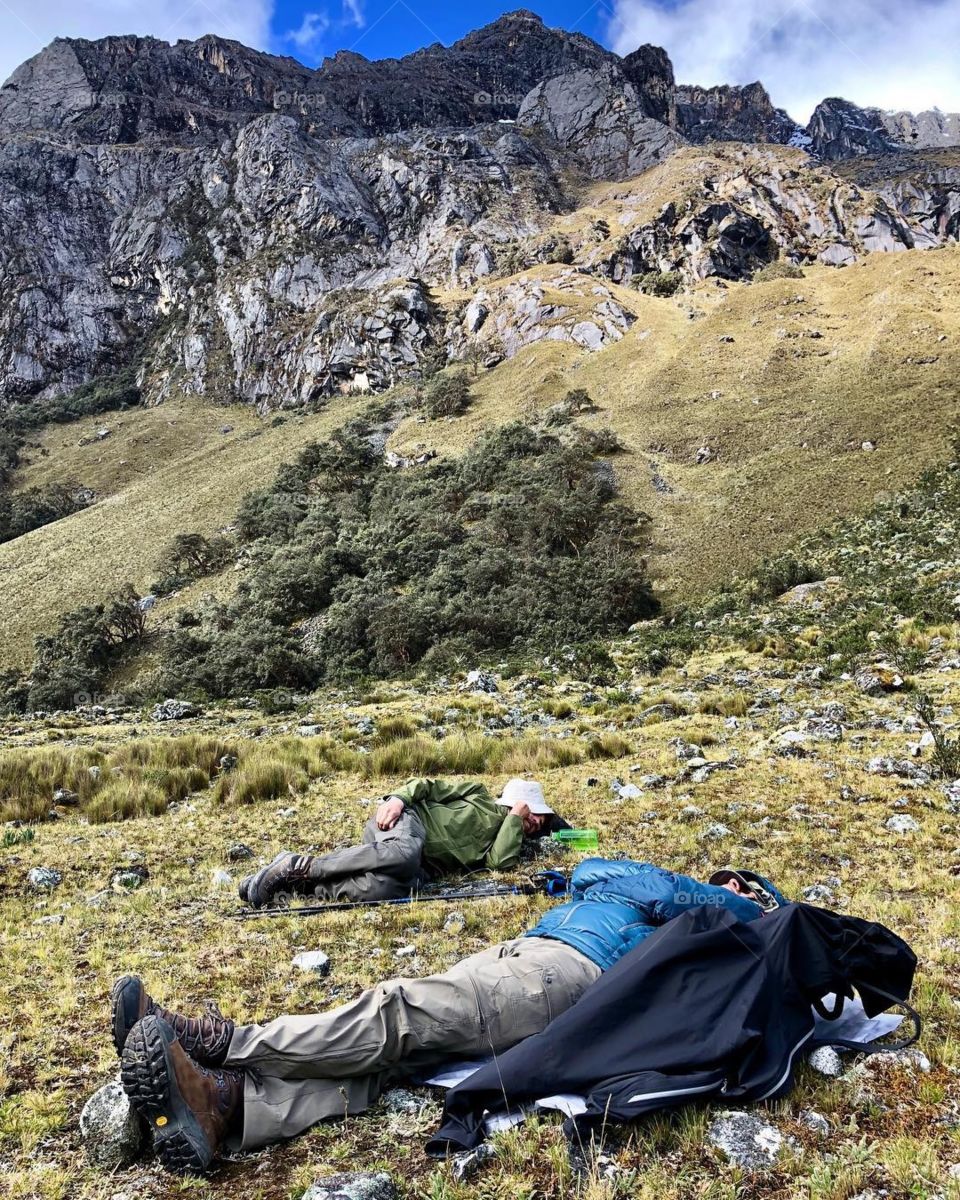 When we took a 3 hour detour from a 10 hour hike to go see the mountains from Paramount Pictures!!! These two were out cold after laying in the sun for a few minutes ๐