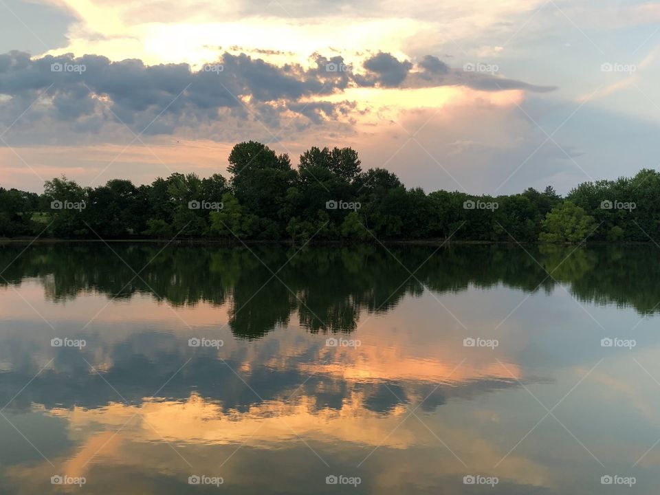 Summer Sun setting over Holiday Lake 