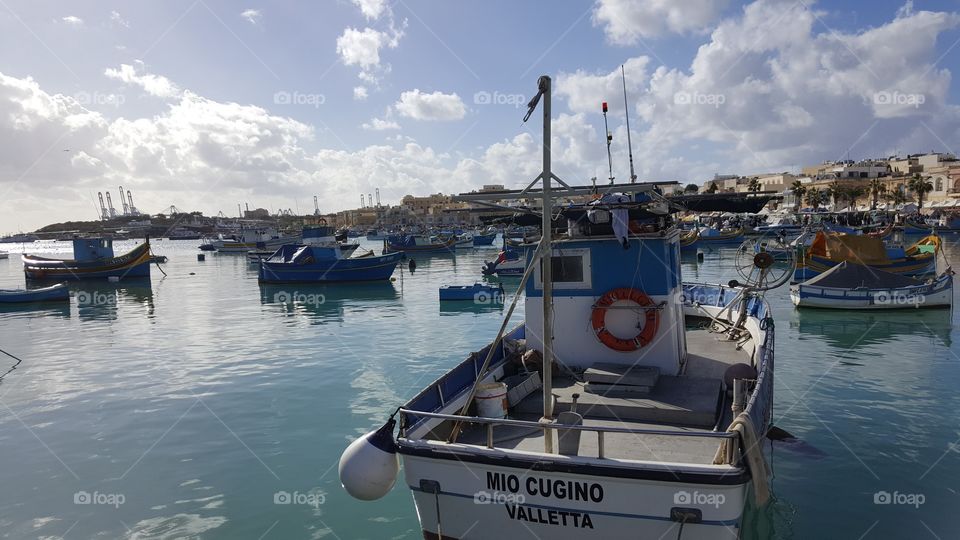 boats in the blue ocean