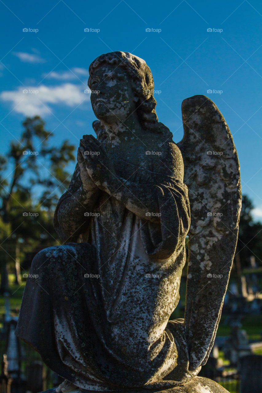 grave stone angel. an angel watching over a cemetery
