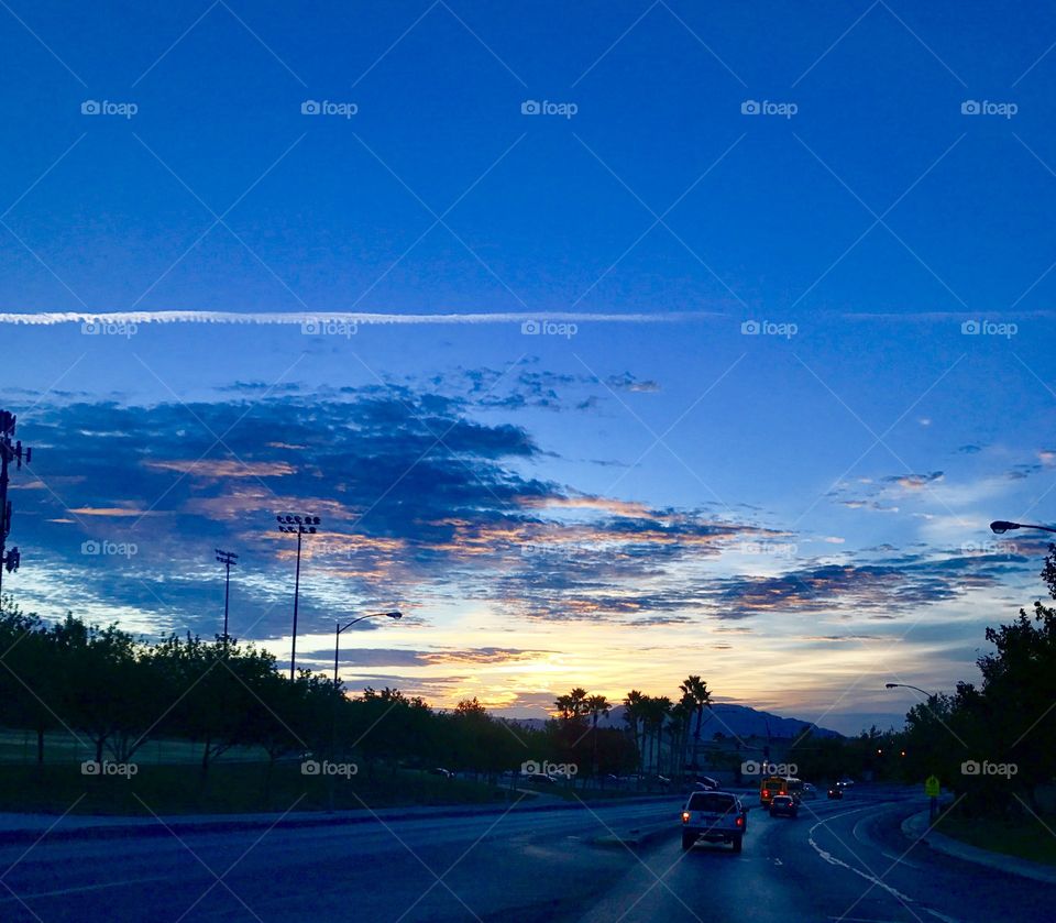 A gorgeous start to the morning here in Las Vegas. A picture perfect sunrise captured while driving in the city.