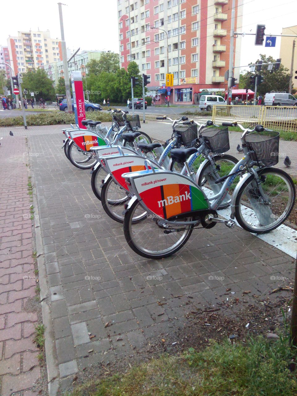 bicycles for hire. This photo has been taken in Wroclaw city