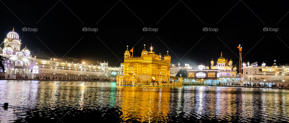 Night view of a Golden Temple looks beautiful at night