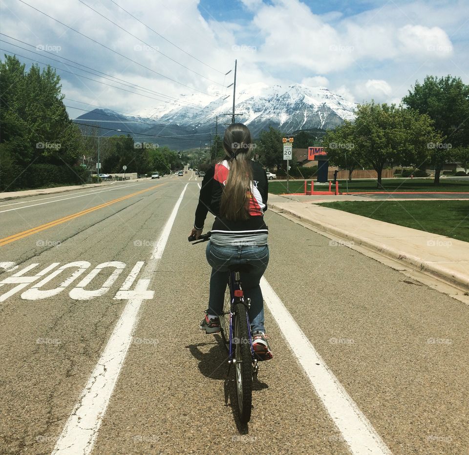 Riding a bicycle in Utah 
