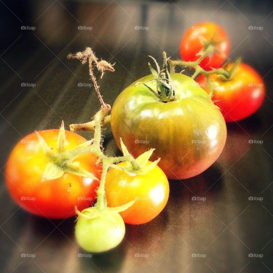 Organic tomatoes grown in urban garden