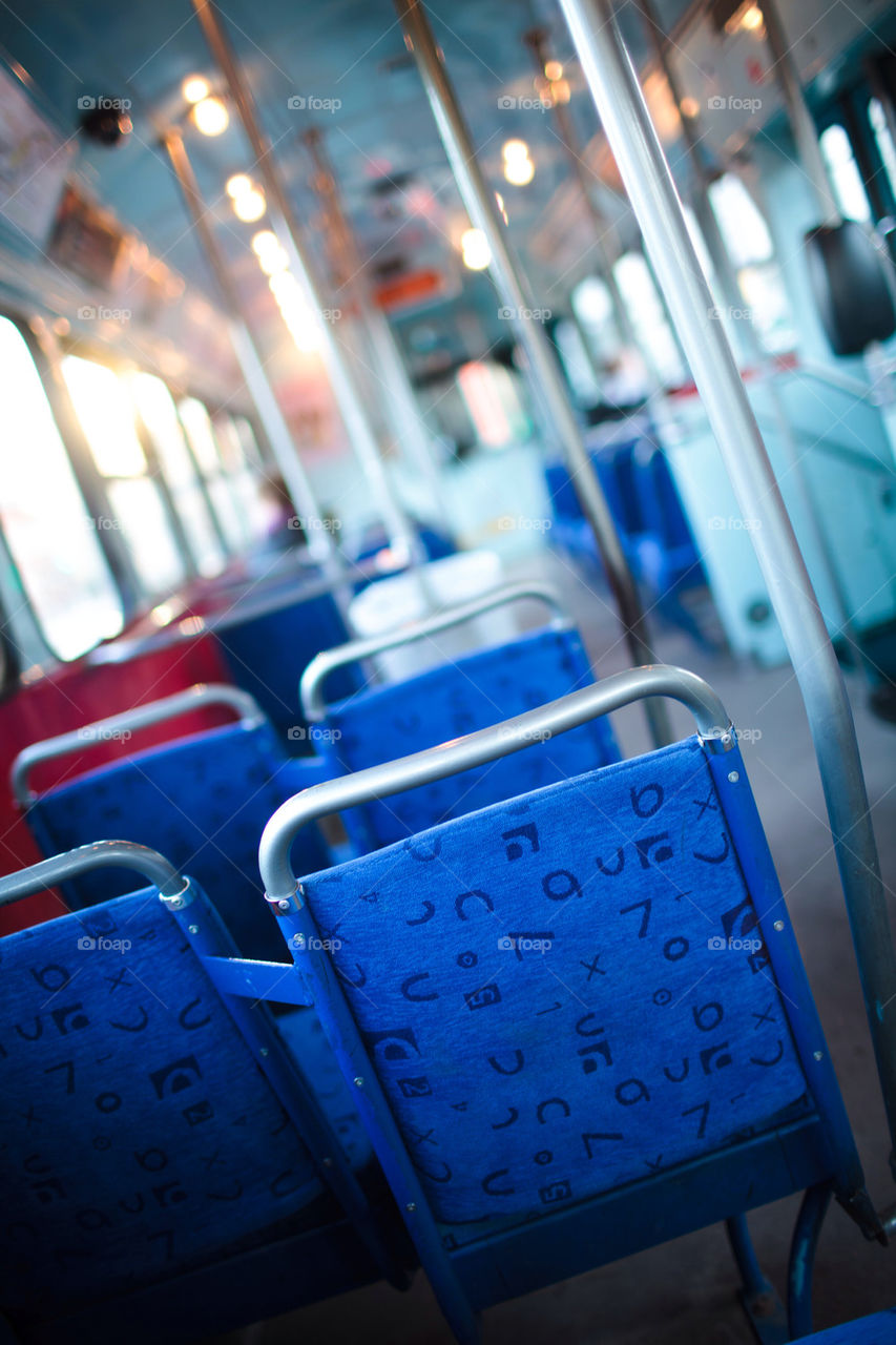 Empty tram wagon in Gothenburg, Sweden