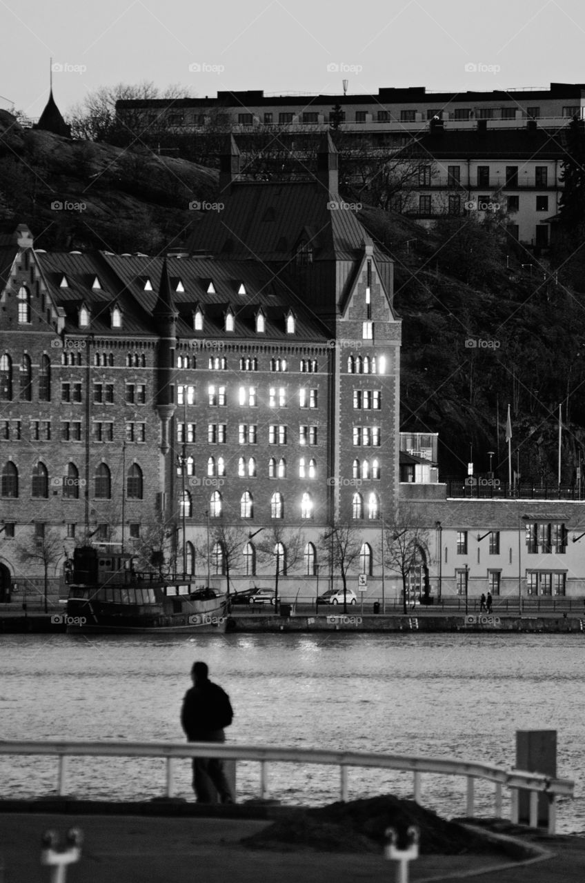 Windows catching the last rays of sunlight 