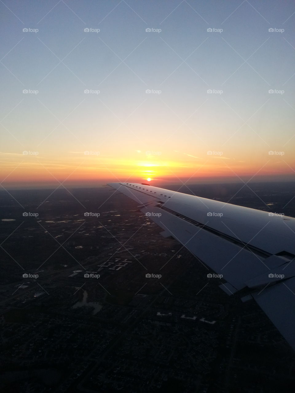 sunset on a plane